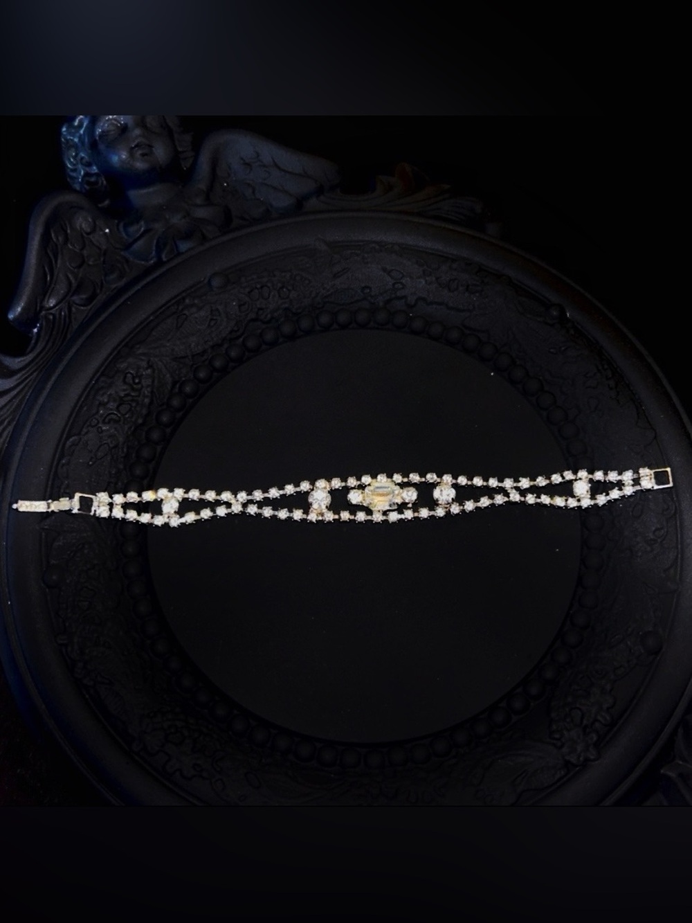 Sparkling Rhinestone Bracelet with Center Stone
